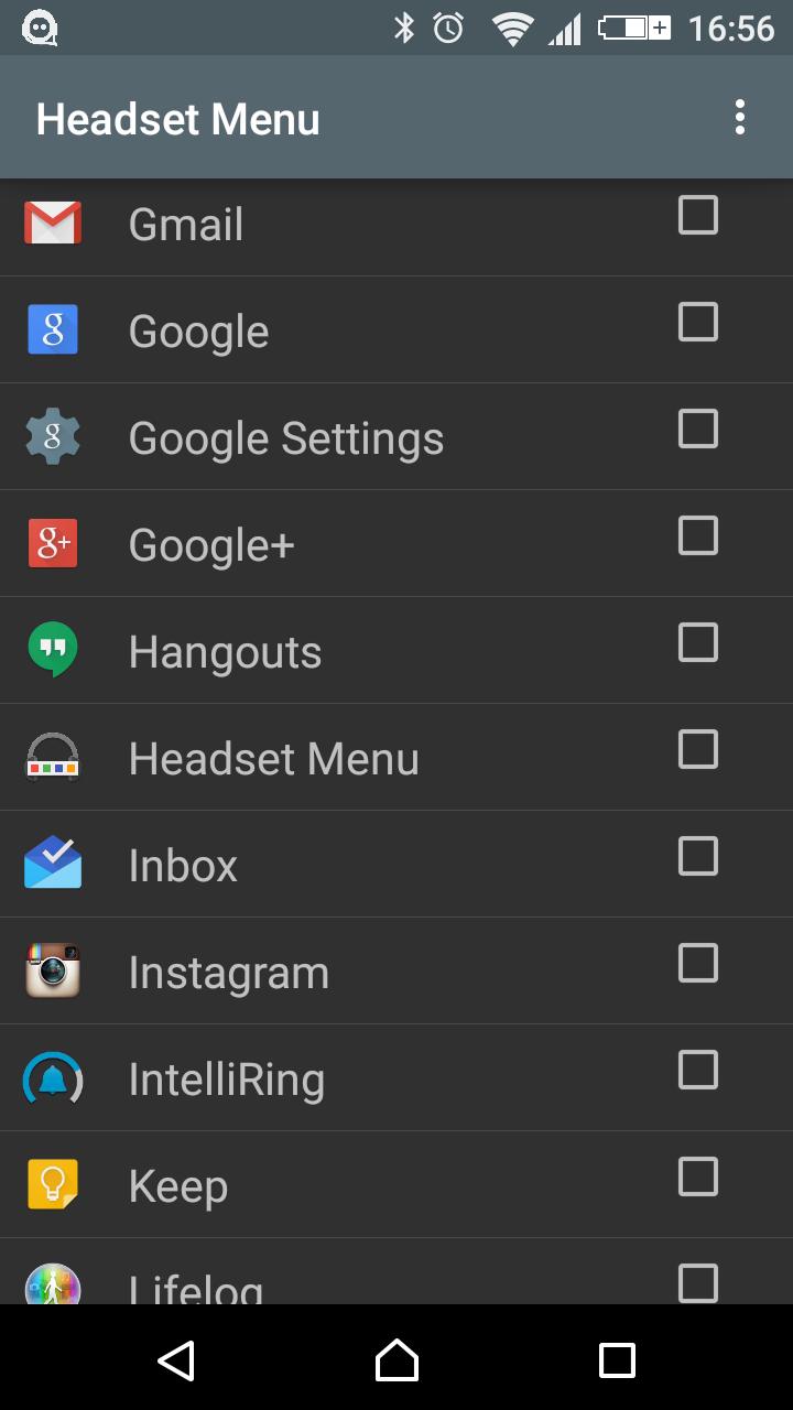 Headset Menu