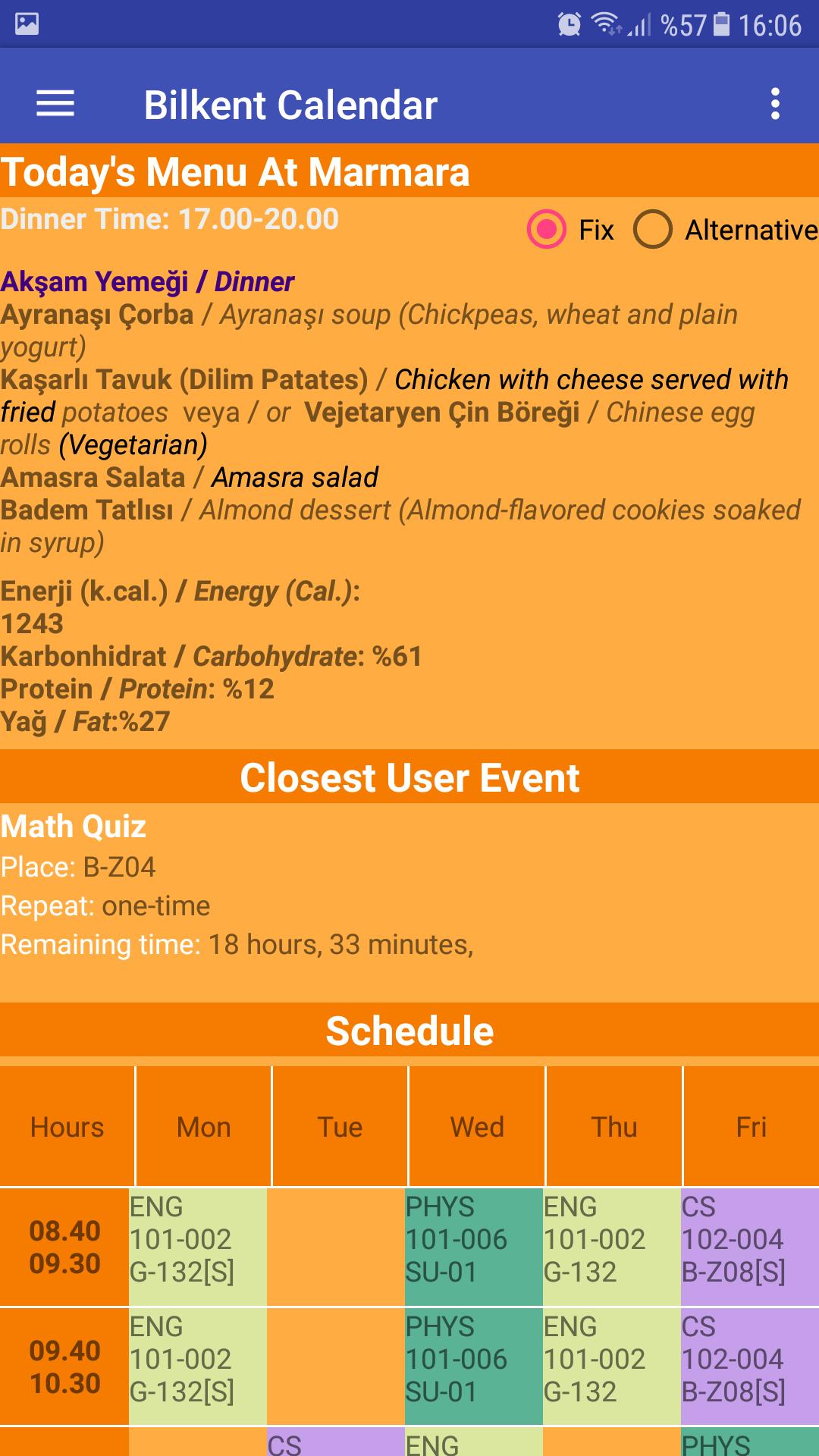 Bilkent Calendar