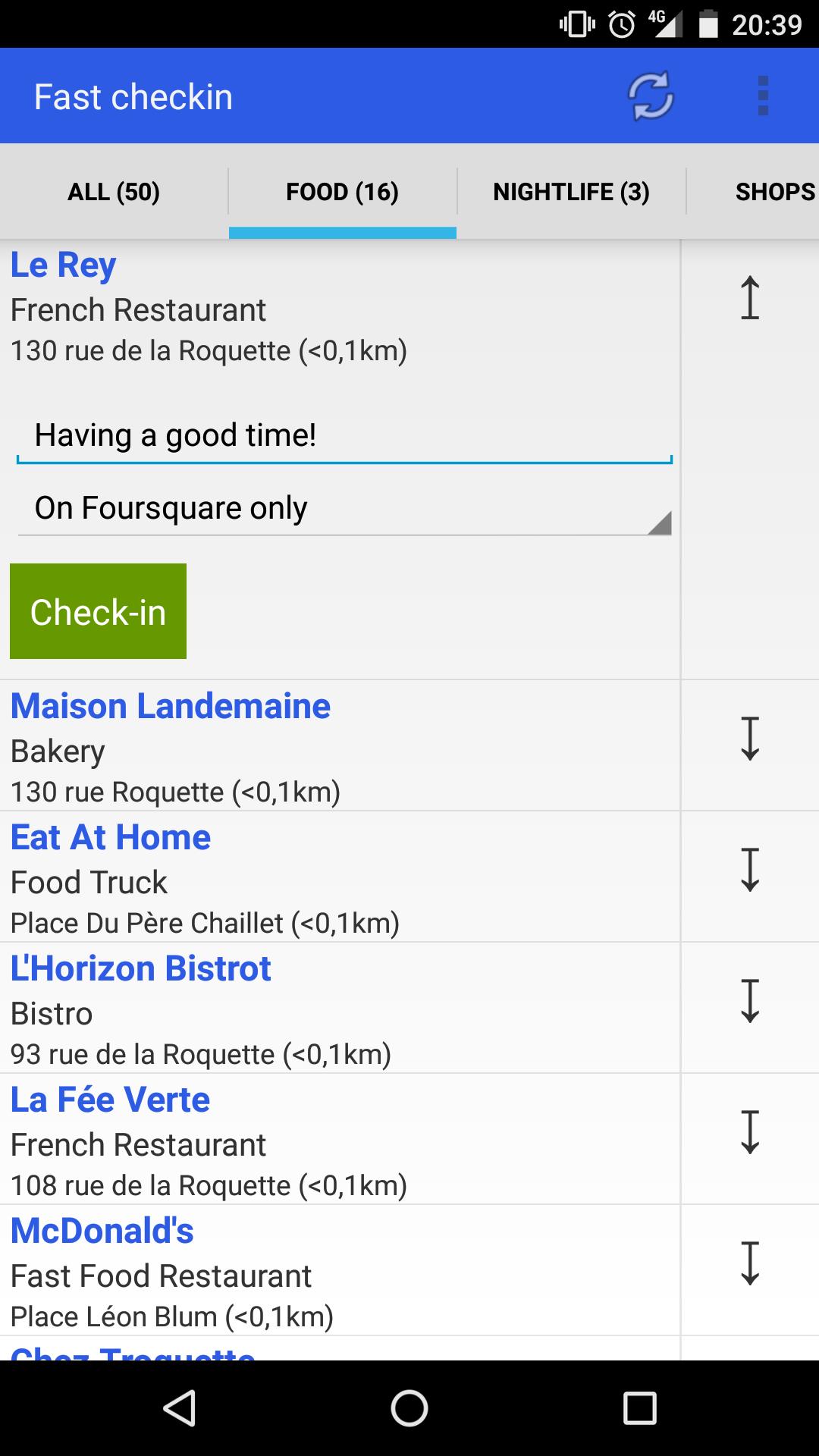Fast checkin