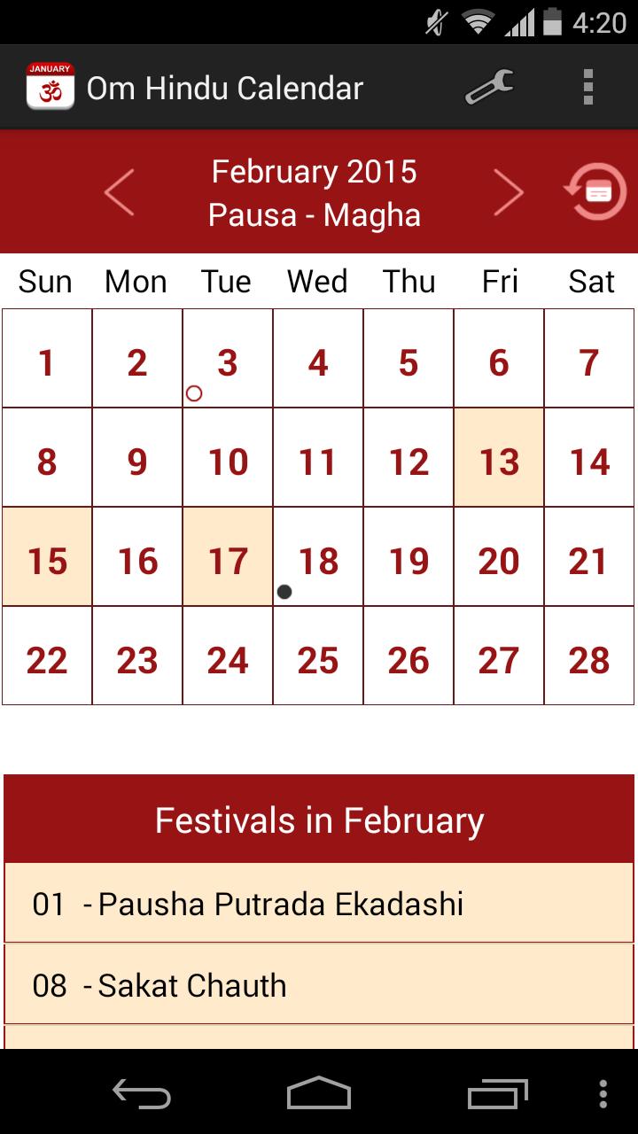 Om Hindu Calendar 2015