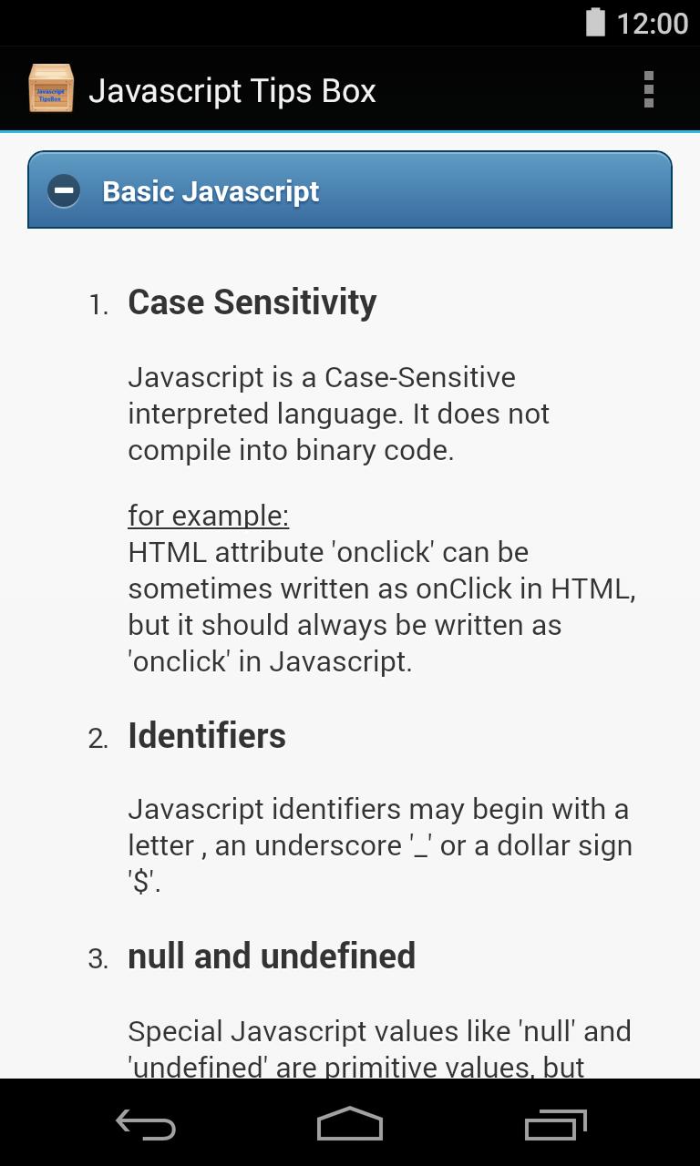 Javascript Tips Box