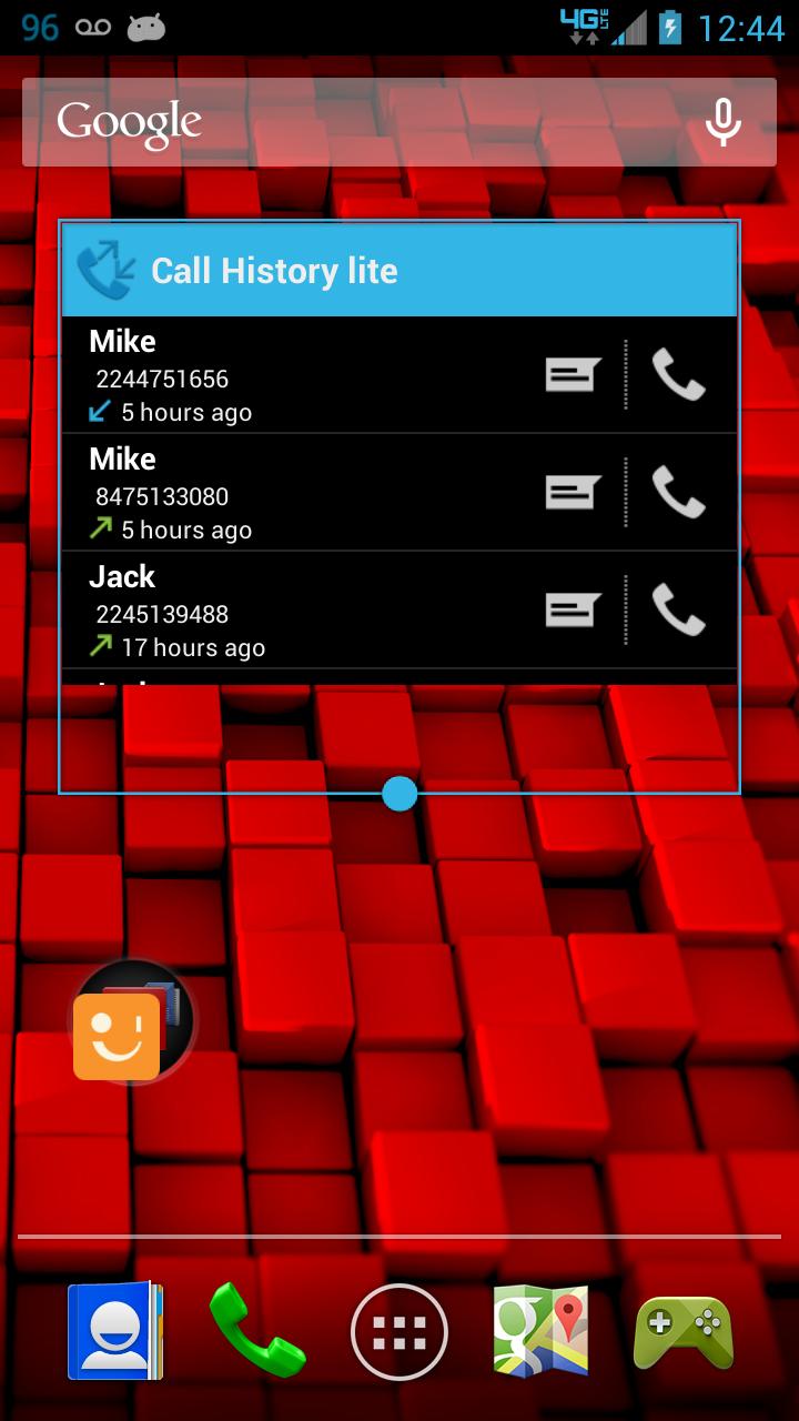 Call log/history widget