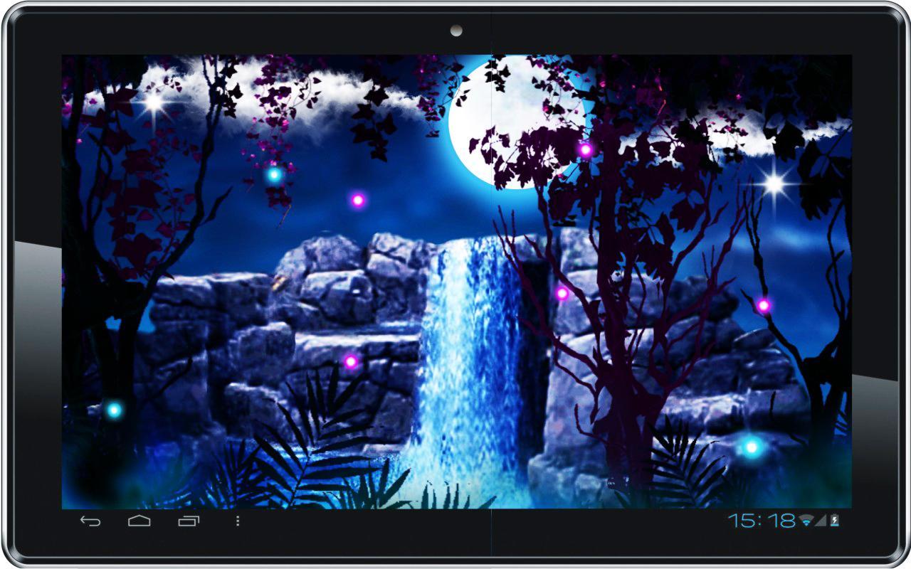 Night Waterfall live wallpaper