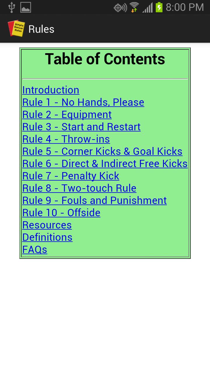 Simple Soccer Rules