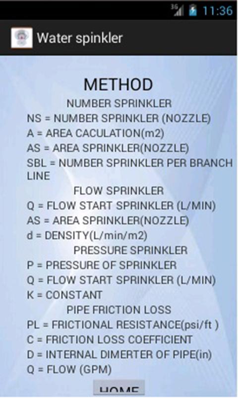Water Sprinkler Calculation