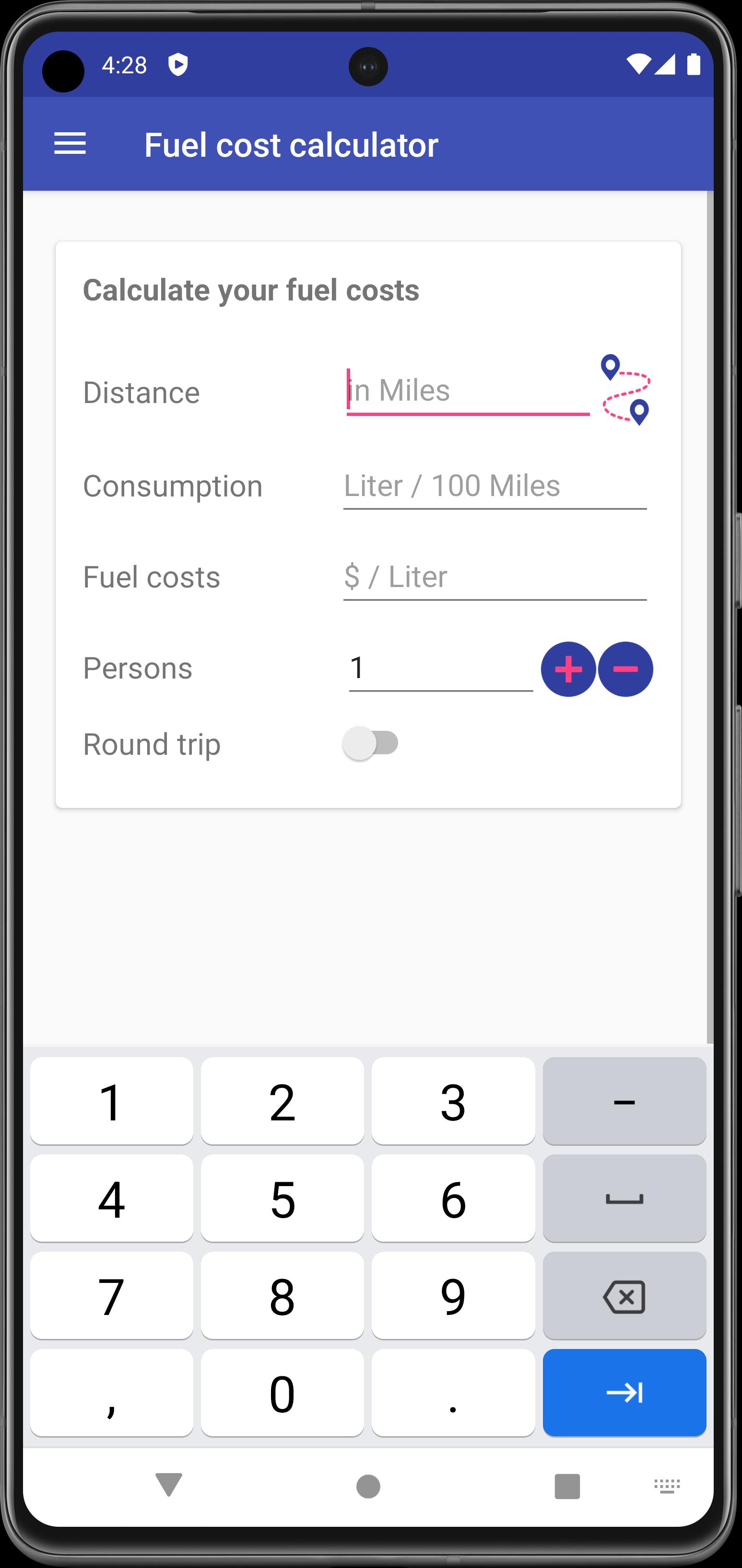 Fuel cost calculator