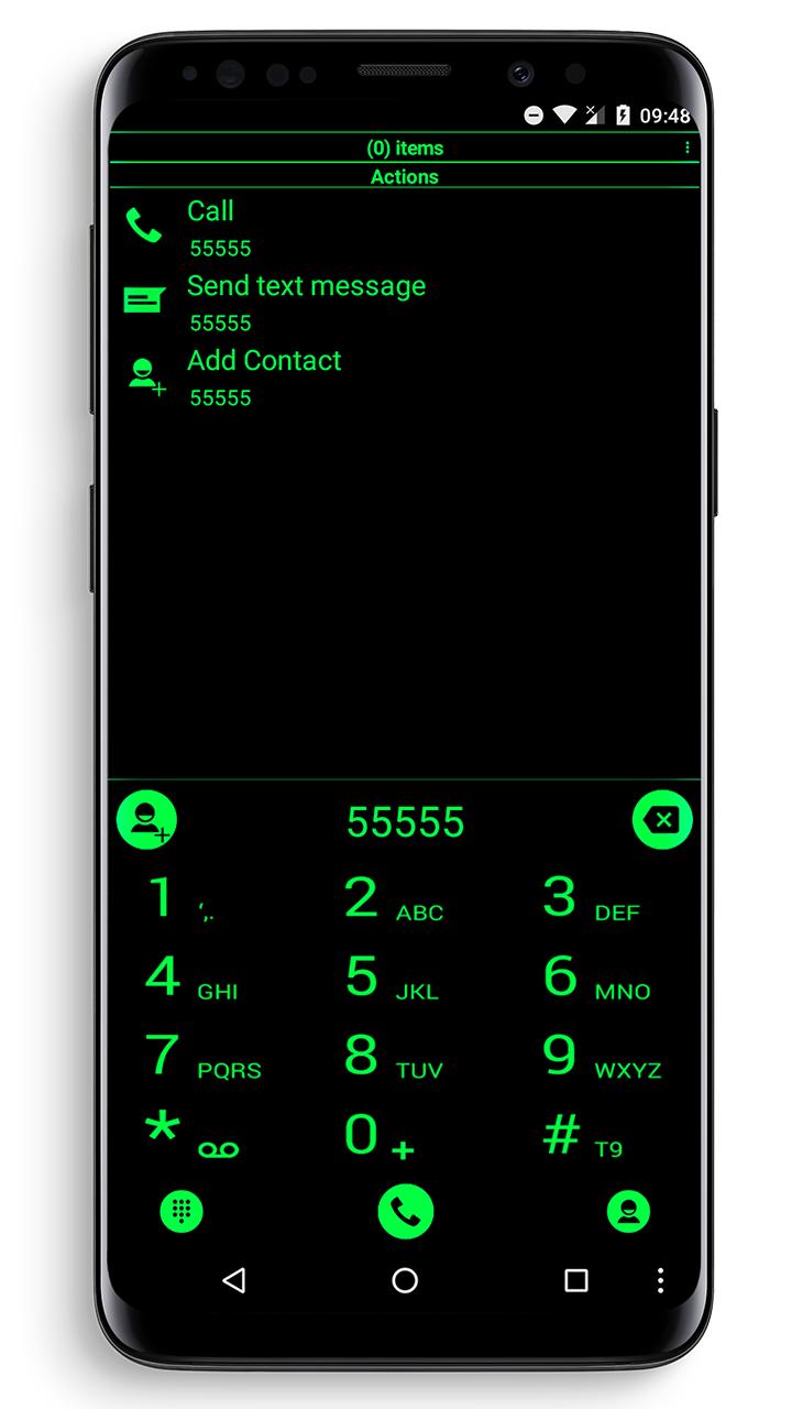 Dialer Theme Black Green drupe