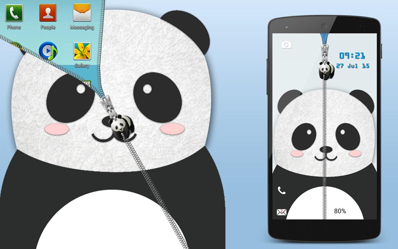 Panda Zipper Screen Lock