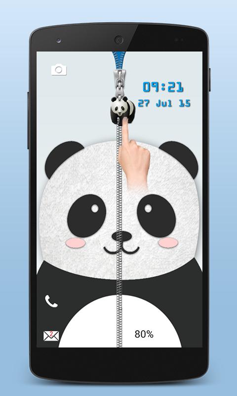 Panda Zipper Screen Lock