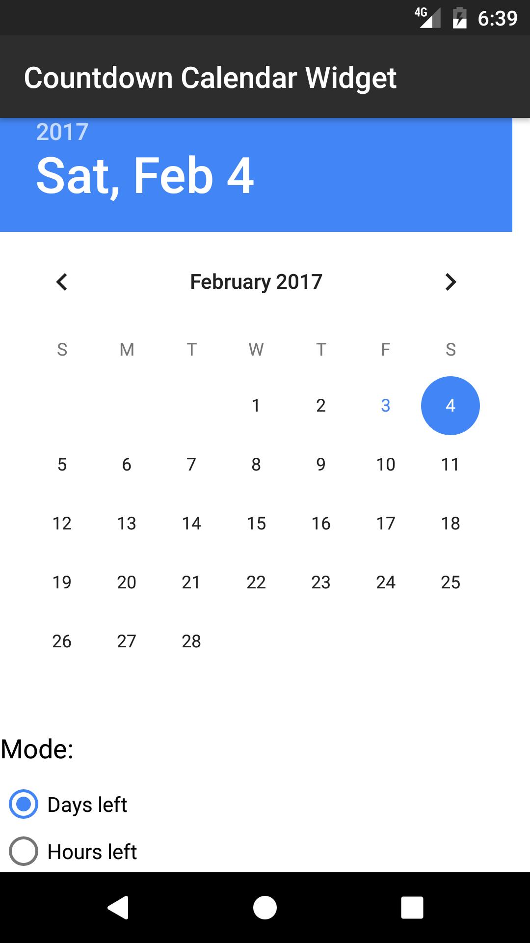 Countdown Calendar Widget