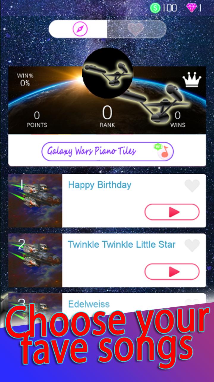 Galaxy Wars Piano Tiles