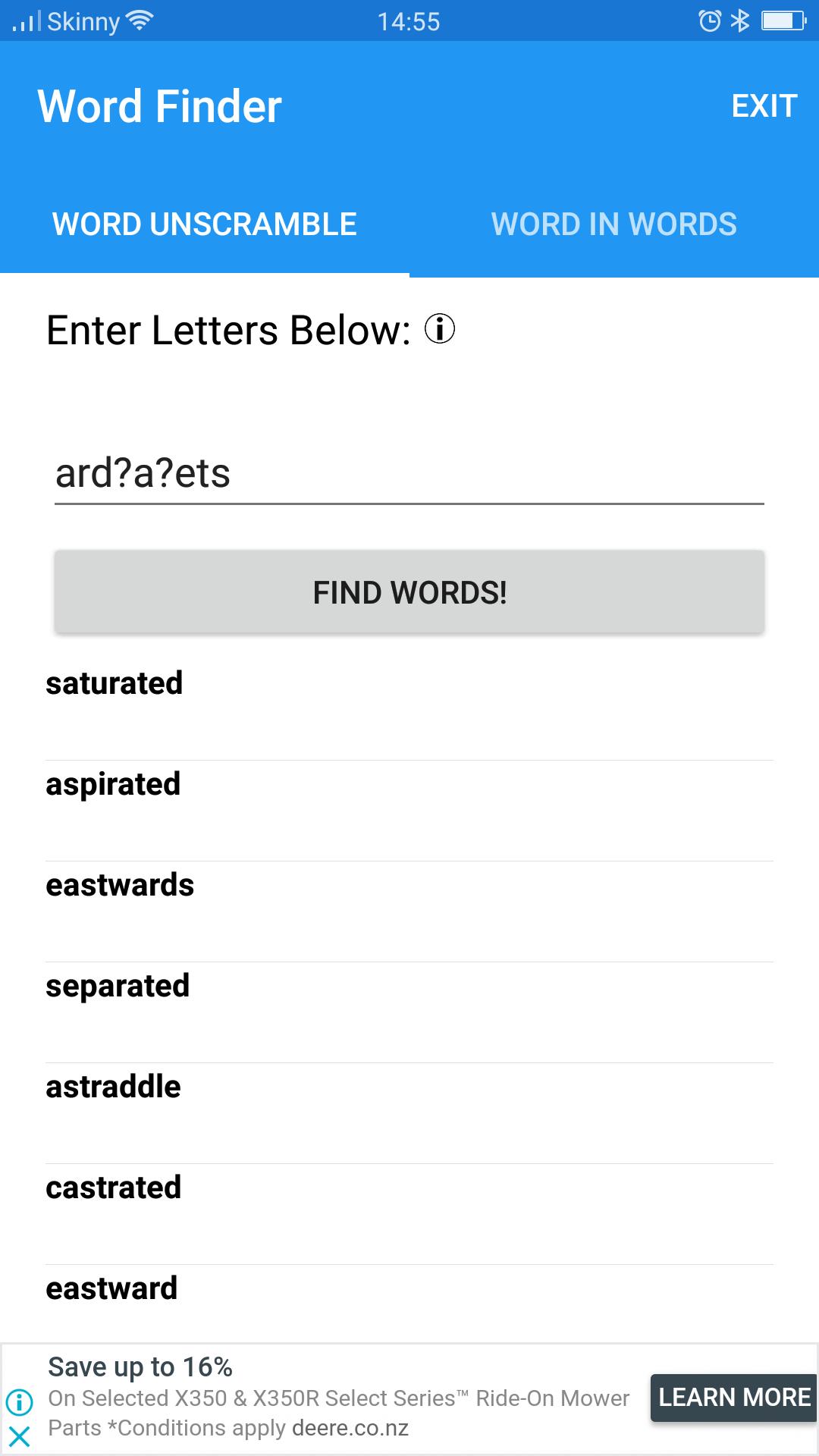 Anagram unscrambler - Word fin