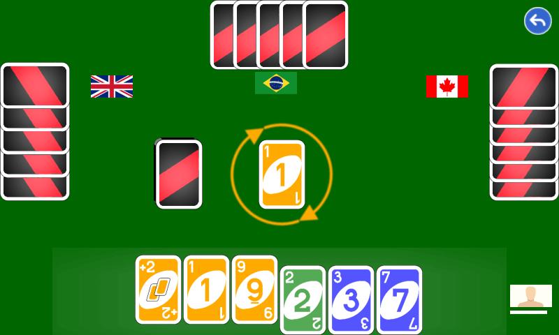 Color number card game: uno