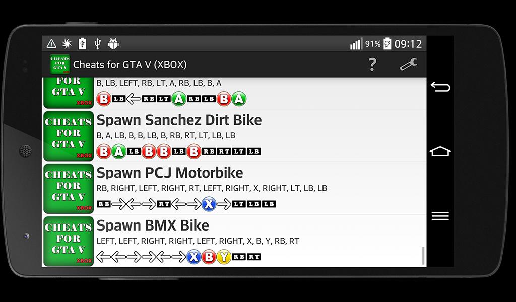 Cheats for GTA V (XBOX)