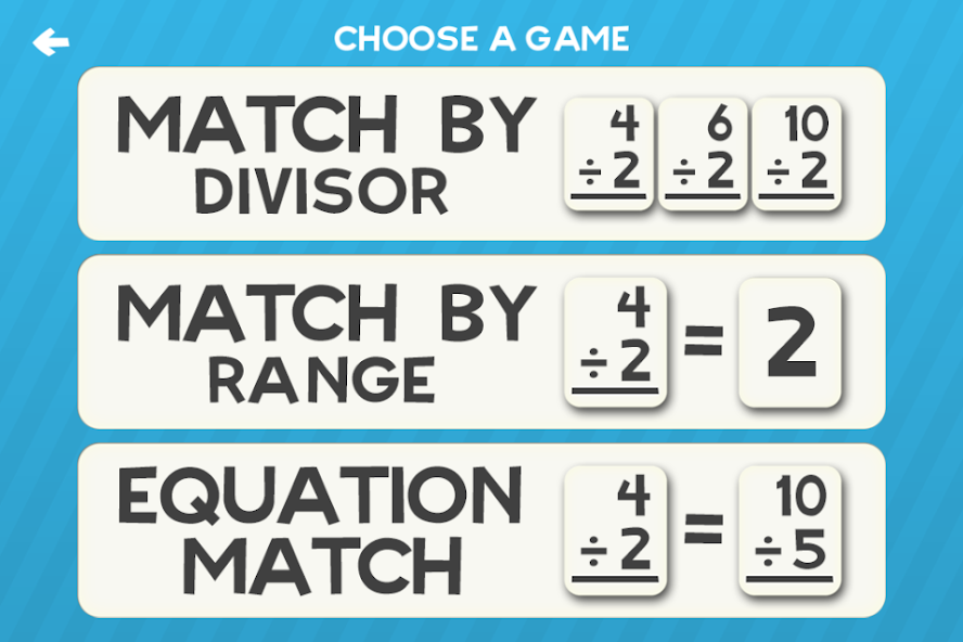 Division Flashcard Match Games